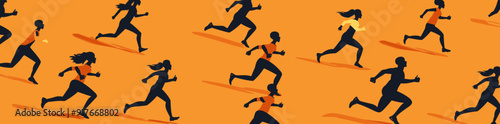 A dynamic illustration featuring silhouettes of runners capturing the energy and determination of athletes competing in a race