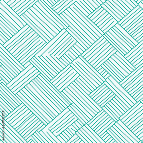 Seamless pattern of turquoise lines forming an abstract geometric design