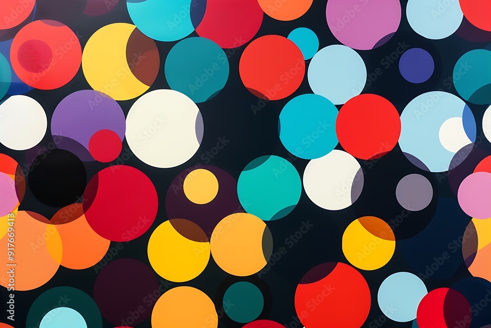 Lively polka dot pattern highlighting vivid geometric shapes across a spectrum of colors... Lively polka dot pattern highlighting vivid geometric shapes across a spectrum of colors...