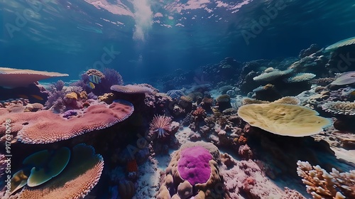 A mesmerizing snapshot of Google Street View's underwater imagery, allowing users to explore vibrant coral reefs, marine life, and underwater wonders in stunning
