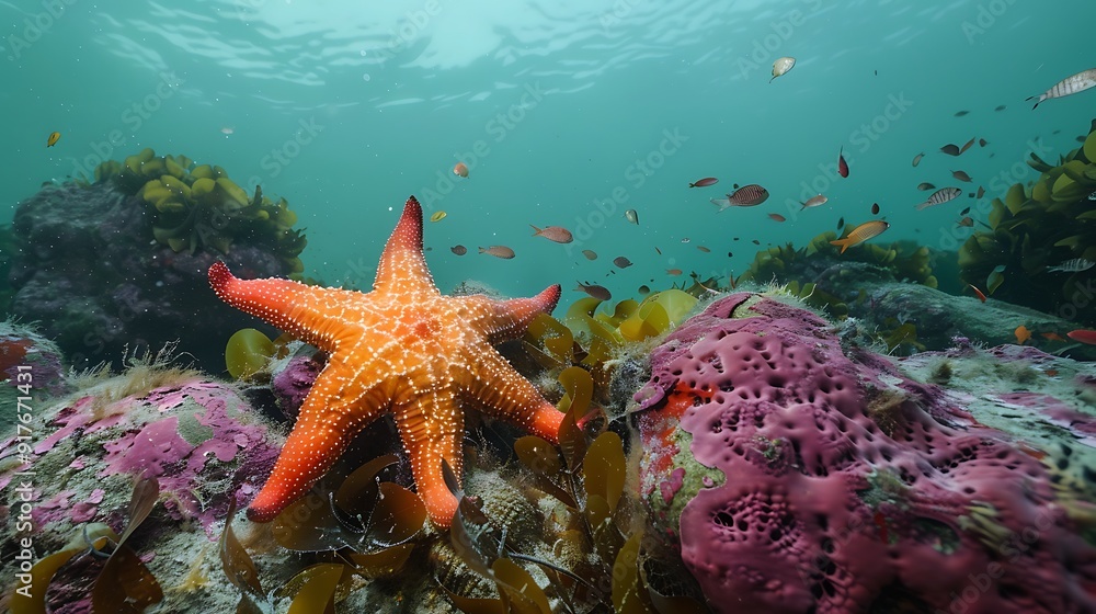 Seabed reef including elkhorn starfish Seabed reef including elkhorn starfish