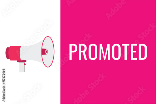 promoted button, banner, label, template for website. promoted text with colorful megaphone icon
