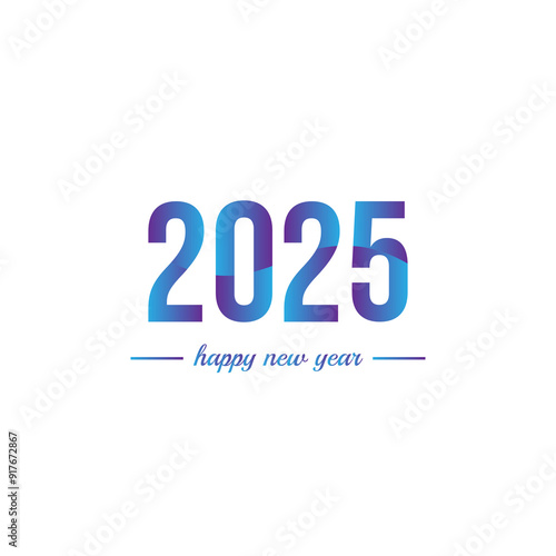 Happy New Year 2025 with gradient color. 2025 New Year text. New Year 2025 design for greeting card, invitation, calendar, vector and illustration. 