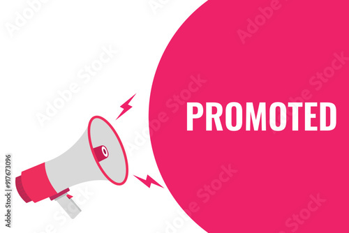 promoted button, banner, label, template for website. promoted text with colorful megaphone icon
