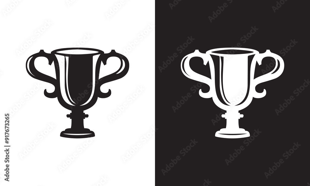Trophy vector icon with black and white background. Trophy vector icon with black and white background.