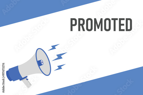 promoted button, banner, label, template for website. promoted text with colorful megaphone icon
