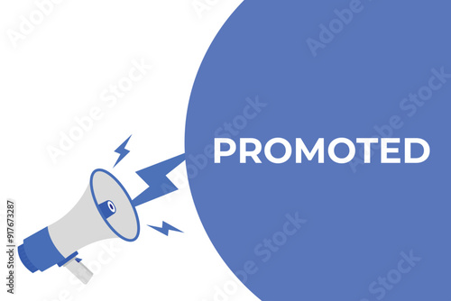 promoted button, banner, label, template for website. promoted text with colorful megaphone icon
