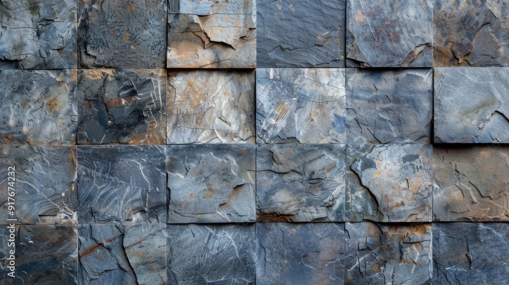 Fototapeta premium Refined big gray stone tiles. Surface texture.