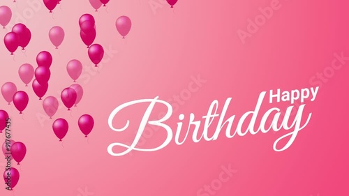 Happy birthday background animation. Flying pink Balloons from Bottom to Top. Good for birthday wishes. birthday background animation video. Animation of Happy Birthday