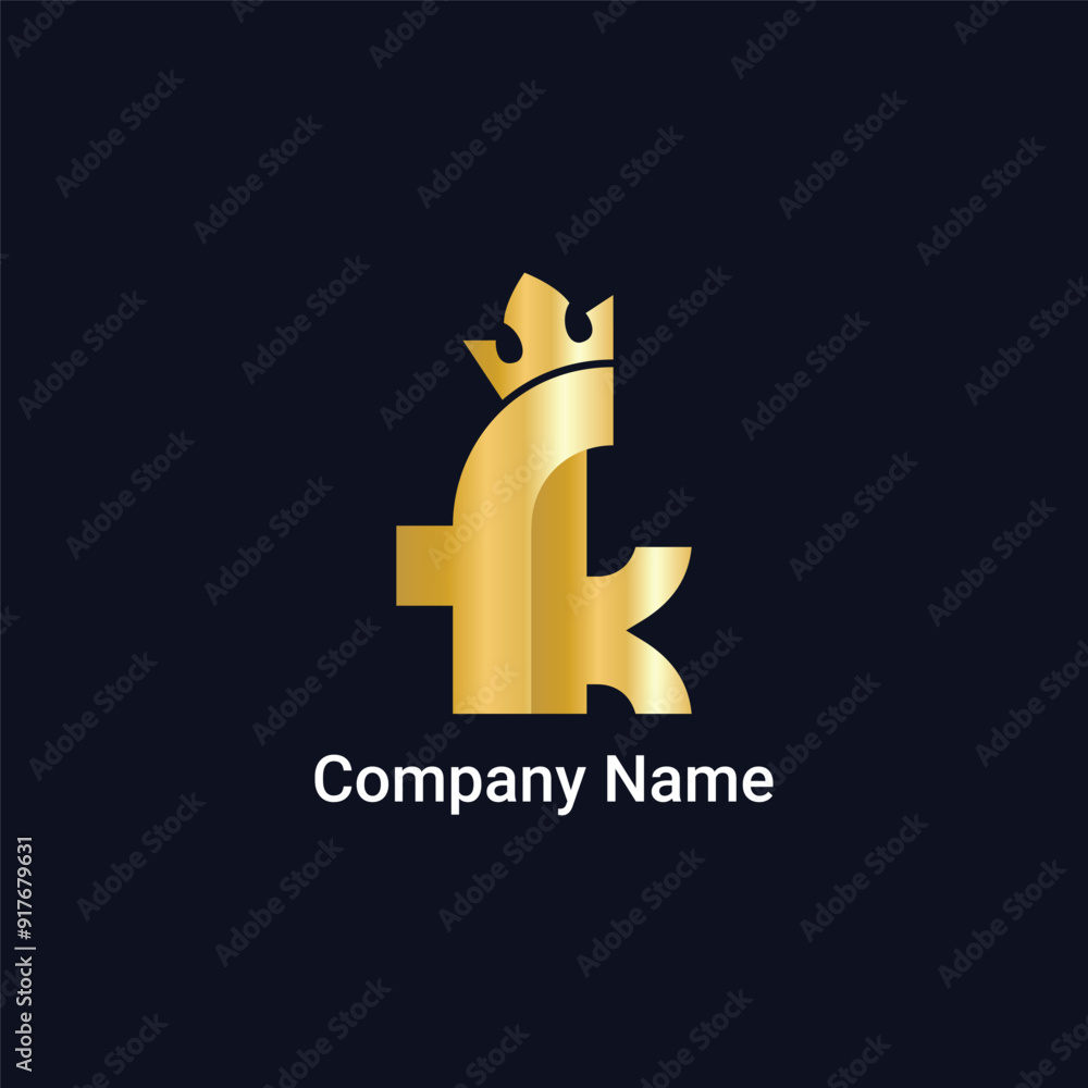 Obraz premium FK letter logo emblem style with crown shape logo design template