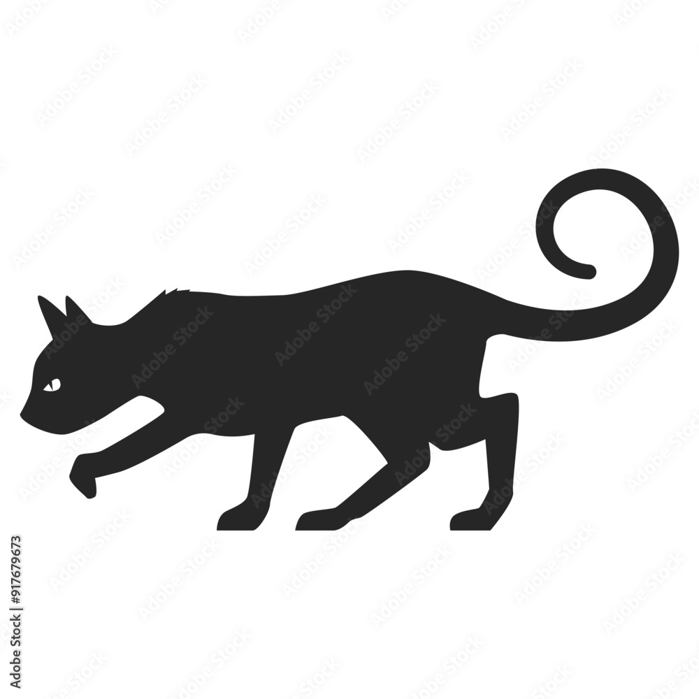 Obraz premium Halloween Cat Silhouette Illustration
