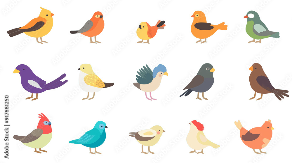 カラフルでユニークな鳥のアイコンセット - デザインに個性を加える素材集 カラフルでユニークな鳥のアイコンセット - デザインに個性を加える素材集