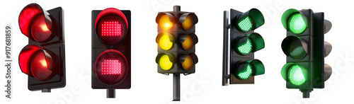 Green Light Go: A classic traffic light signal with red, yellow, and green lights, isolated against a white background, symbolizing a fresh start, opportunity, and the go-ahead. It's a powerful visual