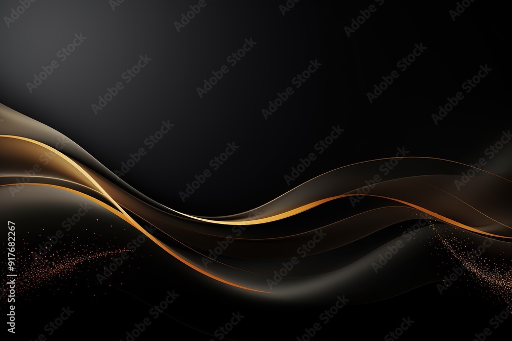 Abstract black and gold background with flowing curves. Abstract black and gold background with flowing curves.
