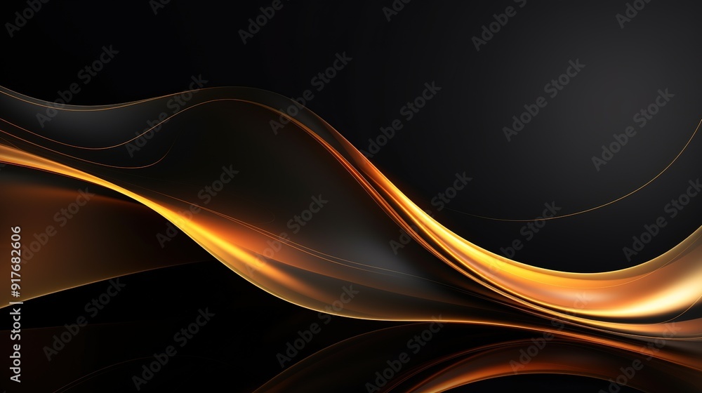 Abstract black and gold background with flowing curves. Abstract black and gold background with flowing curves.