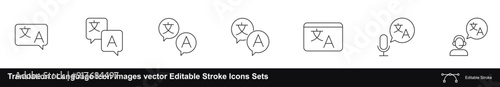 Translation or Language Icon Images vector Editable Stroke Icons Sets