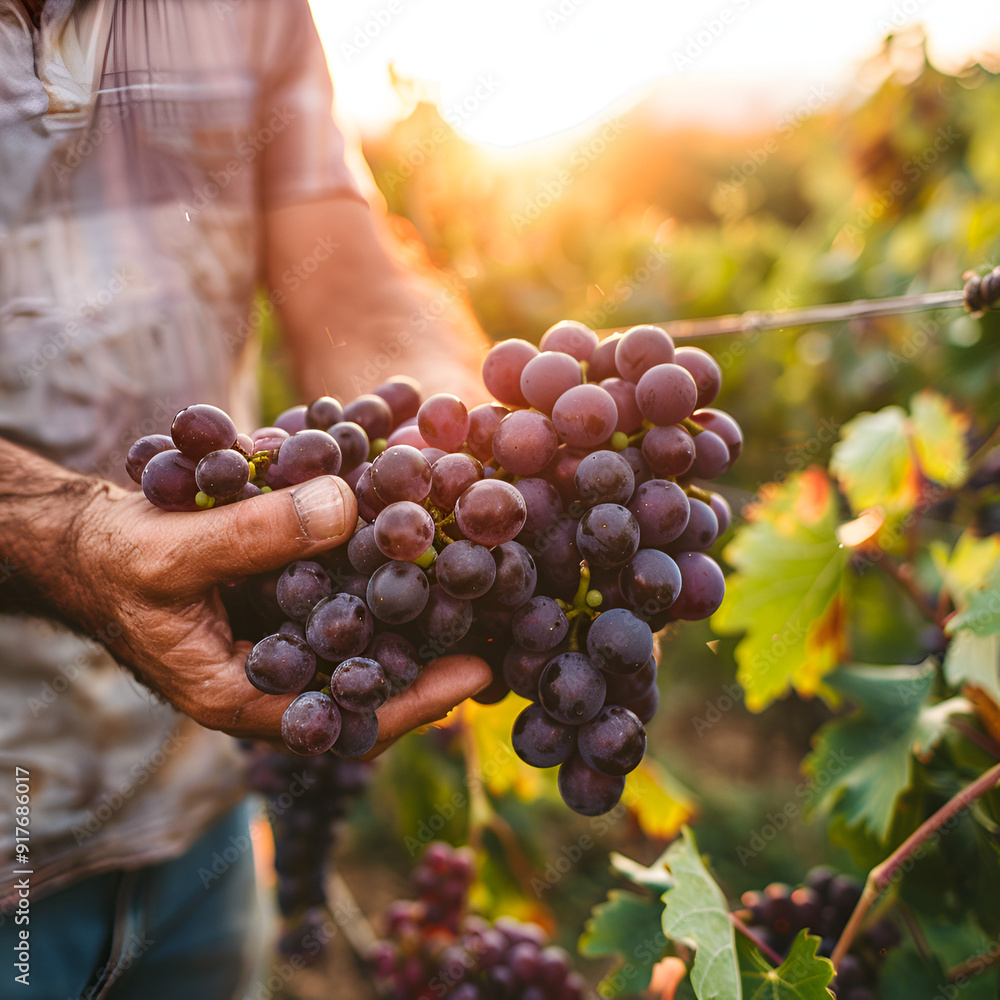 Obraz premium hand holding grapes ,generative ai
