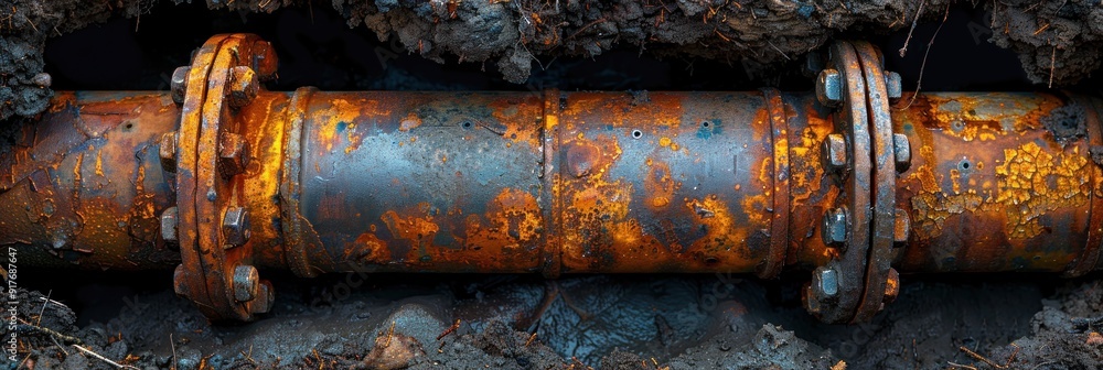 Rusty Pipe in the Earth Rusty Pipe in the Earth