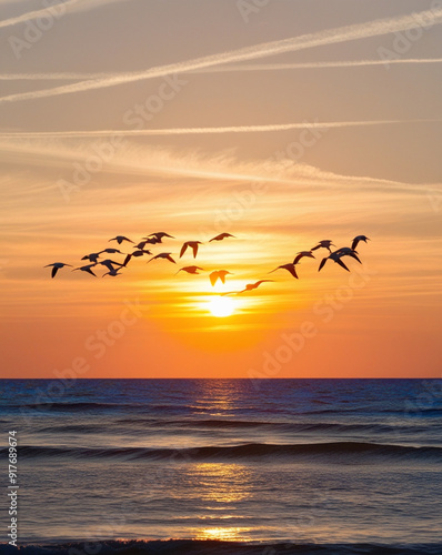 Wallpaper Mural sunset on the sea Torontodigital.ca