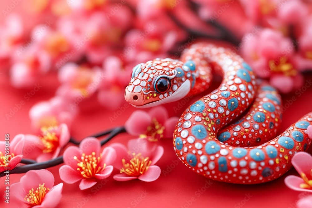 Fototapeta premium Happy New Year snake symbols 2025 year