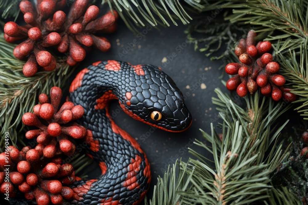 Fototapeta premium Happy New Year snake symbols 2025 year