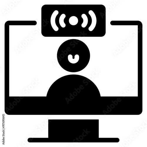 Live Streaming Icon in Glyph Style Suitable for Web, Apps, Presentation, or Printable Meaning