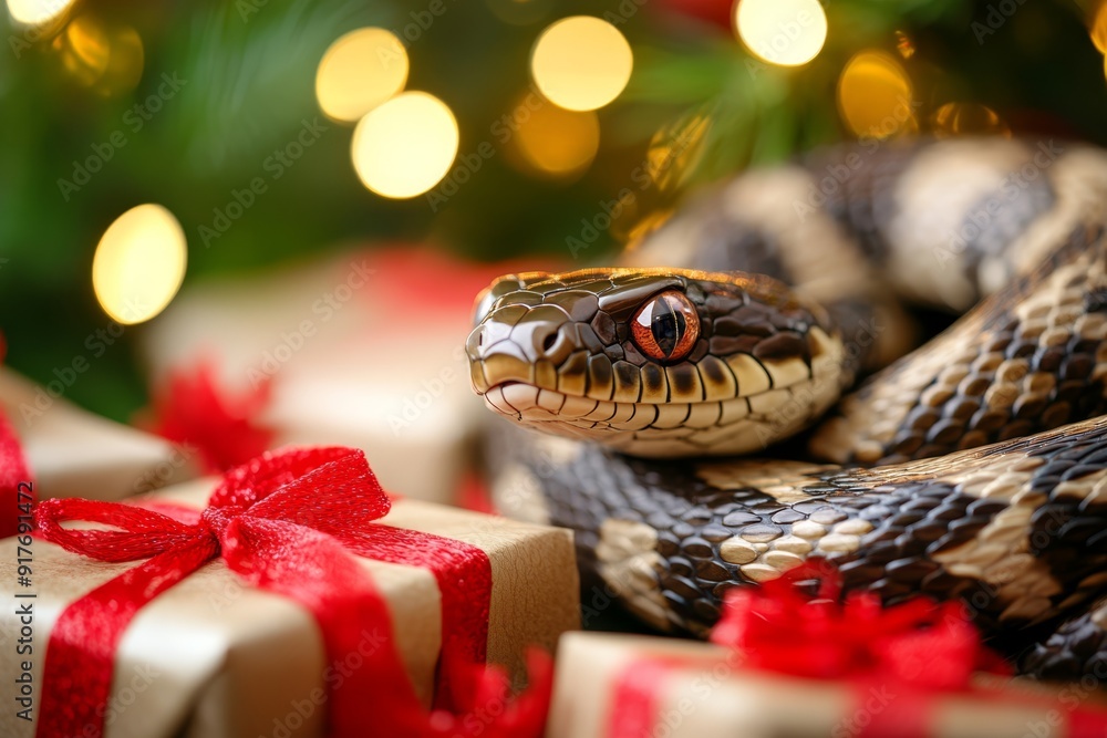 Fototapeta premium Happy New Year snake symbols 2025 year