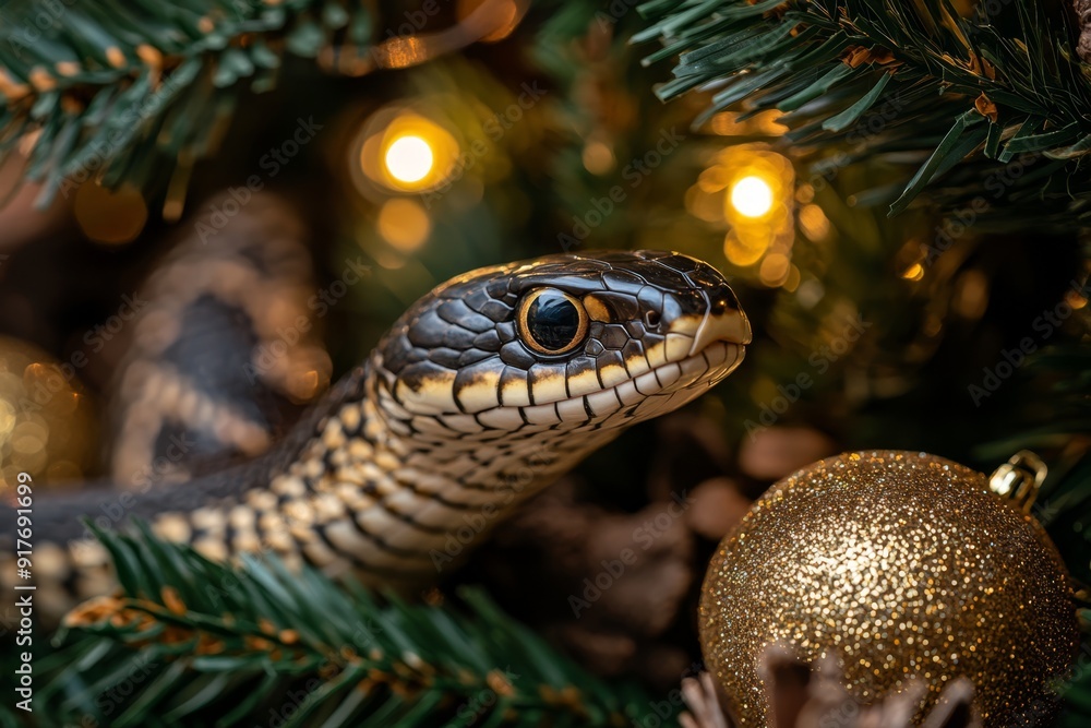 Fototapeta premium Happy New Year snake symbols 2025 year