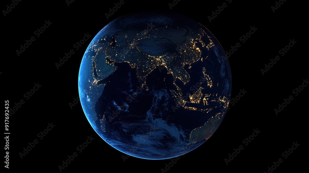 Earth at Night with City Lights Illuminating Asia and Middle East Earth at Night with City Lights Illuminating Asia and Middle East