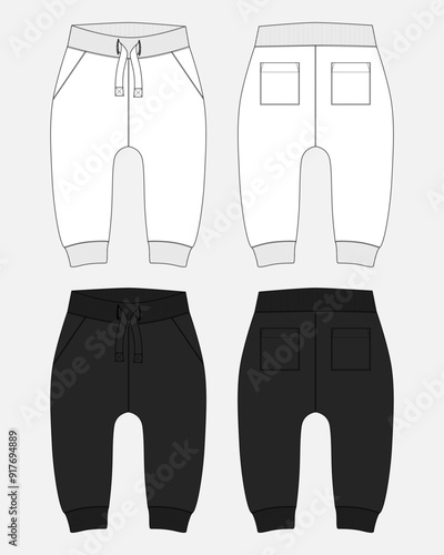 Hand Drawing sweatpants vector illustration white and black color template for kids