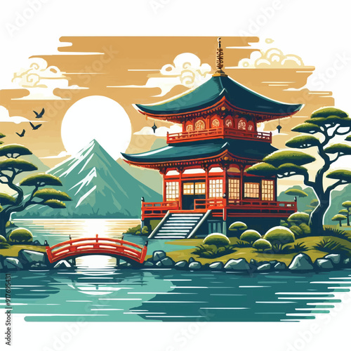 japanese temple in spring