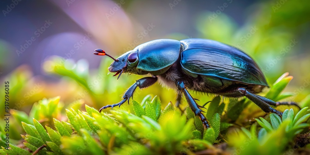 Dung beetle climbing on a green plant in the wild, wildlife, insect, nature, biodiversity, beetle, climb, plant, green Dung beetle climbing on a green plant in the wild, wildlife, insect, nature, biodiversity, beetle, climb, plant, green
