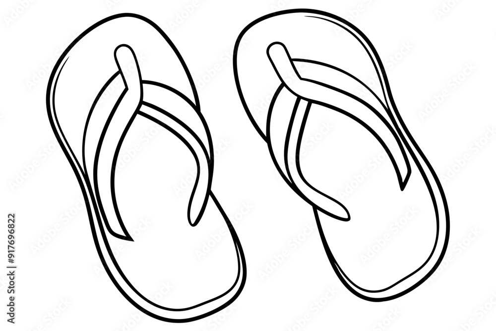 Flip-flops line art vector, shoe outline vector illustration Flip-flops line art vector, shoe outline vector illustration