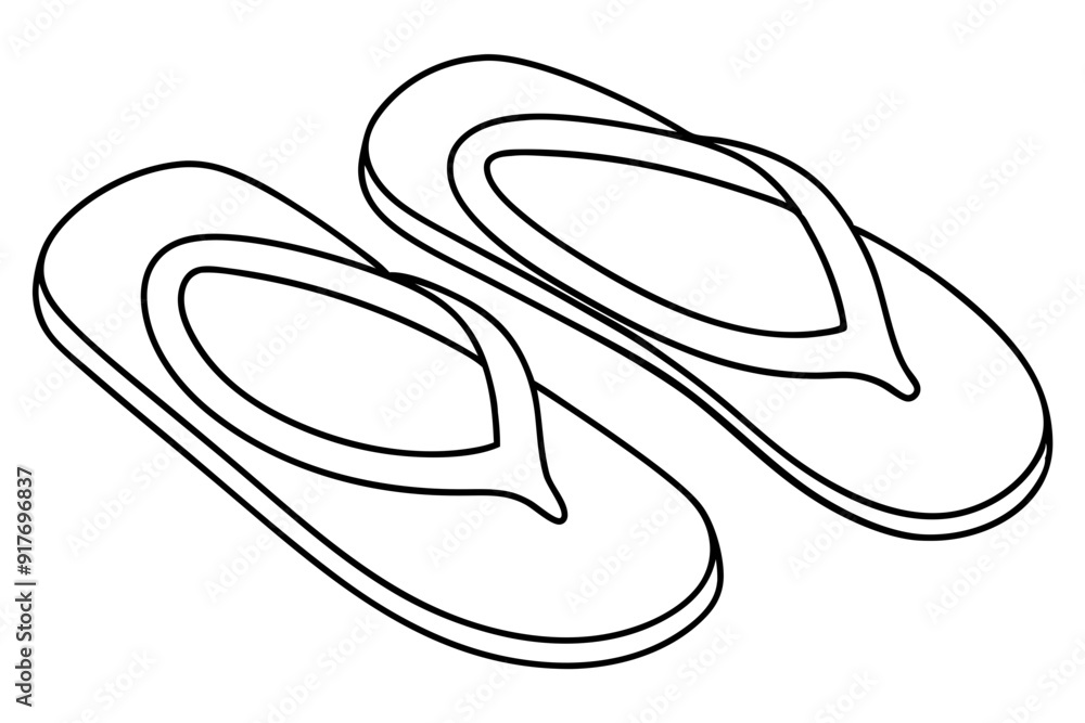Flip-flops line art vector, shoe outline vector illustration Flip-flops line art vector, shoe outline vector illustration