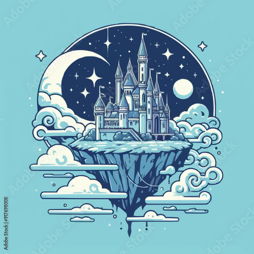 Free vector Imagine a floating castle in the sky