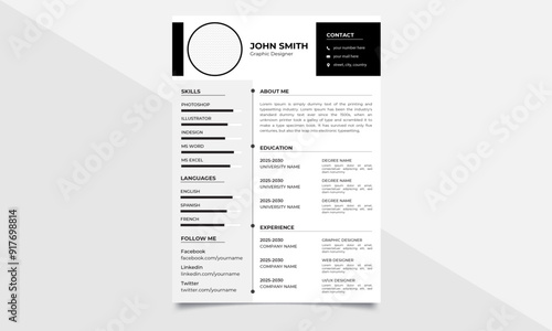 Creative and modern professional resume template.