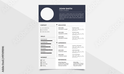 Creative and modern professional resume template.