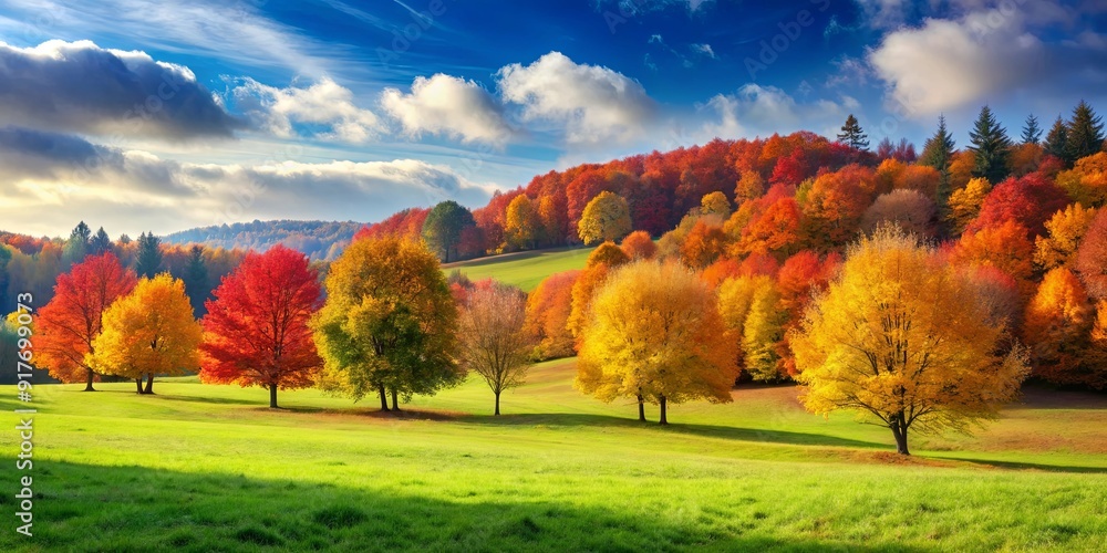 Autumn landscape featuring colorful trees in a peaceful meadow, autumn, landscape, trees, foliage, nature, season, colors, peaceful Autumn landscape featuring colorful trees in a peaceful meadow, autumn, landscape, trees, foliage, nature, season, colors, peaceful