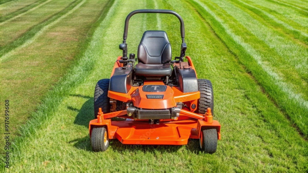 Powerful Zero Turn Riding Mower on Lush Green Lawn - A modern zero turn ...