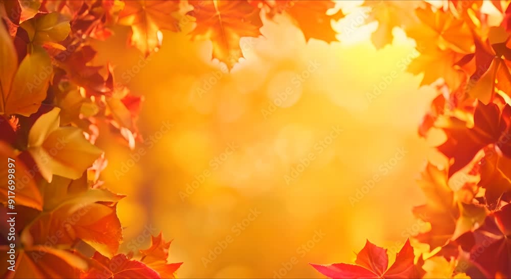 Animated background of an autumn frame with an empty space for text, maple leaves decorate beautiful nature for Thanksgiving, yellow-red colorful landscape layout. Animated background of an autumn frame with an empty space for text, maple leaves decorate beautiful nature for Thanksgiving, yellow-red colorful landscape layout.