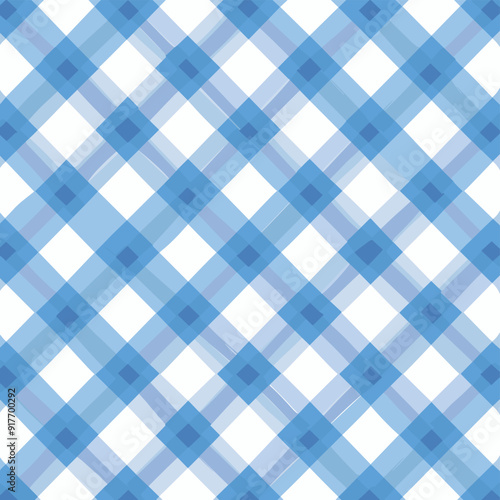 Wallpaper Mural Seamless pattern of blue and white checkered plaid background.  Suitable for fabric, textile, wrapping, and digital projects. Torontodigital.ca