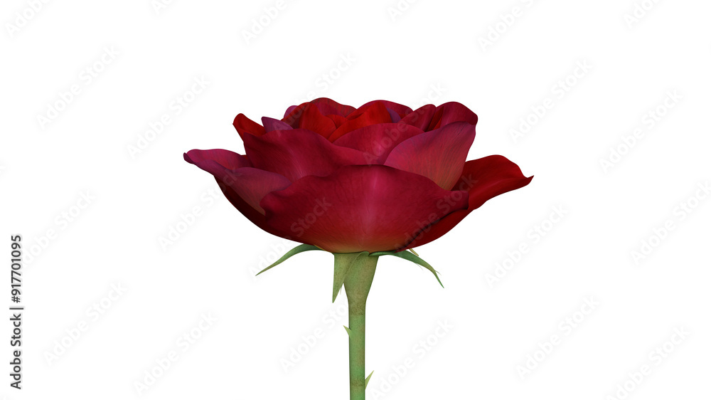 Fototapeta premium Red rose isolated on transparent background, 3D render