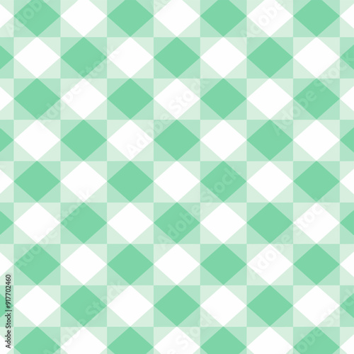 Seamless pattern of green and white checkered squares with a subtle diagonal effect. Perfect for backgrounds, fabric prints, and graphic design.
