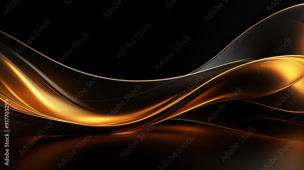 Abstract golden wave flowing on a black background. Abstract golden wave flowing on a black background.