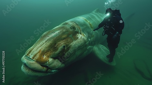 Massive Greenland shark in deep Arctic waters  photo