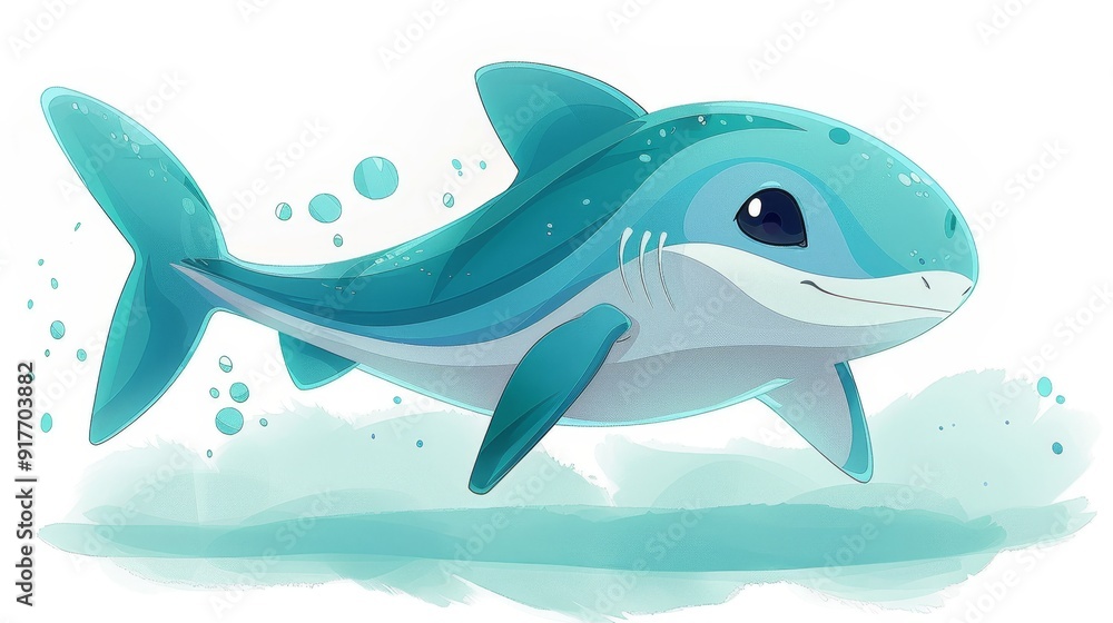 Fototapeta premium Cute Cartoon Shark Illustration