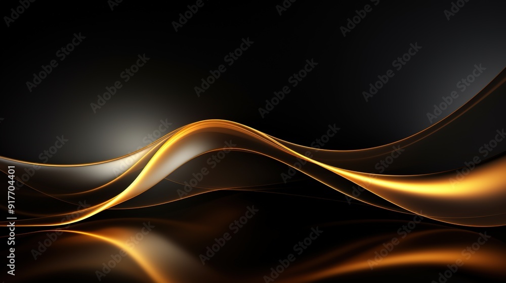 Abstract golden wave on a black background. Abstract golden wave on a black background.