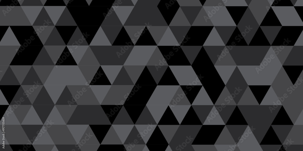 Abstract geometric black and gray background seamless mosaic and low polygon triangle texture wallpaper. Triangle shape retro wall grid pattern geometric ornament tile vector square element. Abstract geometric black and gray background seamless mosaic and low polygon triangle texture wallpaper. Triangle shape retro wall grid pattern geometric ornament tile vector square element.