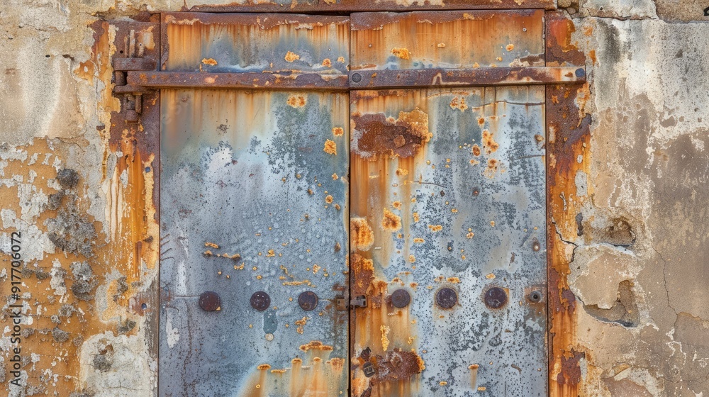 Aged tough metal door in Spanish countryside Aged tough metal door in Spanish countryside