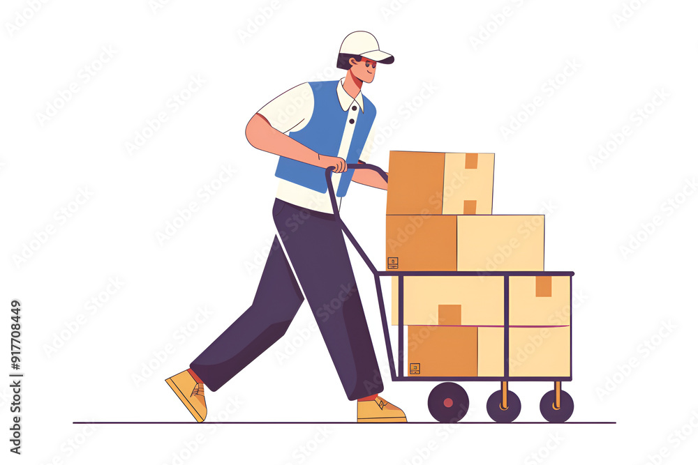 person delivering boxes, Generative AI person delivering boxes, Generative AI